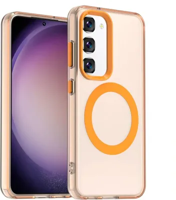 Obrázek produktu pro Pouzdro pro Samsung Galaxy S23+, kompatibilní s MagSafe, tenké poloprůhledné matné nárazuvzdorné pouzdro na telefon Pomerančový