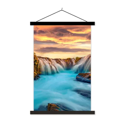 Produktbild von MuchoWow® Textilposter Wasserfall - Landschaft - Wolken - Natur 40x60 cm mit schwarzem Rahmen - Wanddekorationen