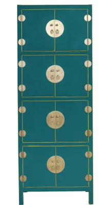 Produktbild von Fine Asianliving Chinesischer Schrank Teal Aquamarin - Orientique Kollektion- B67xT45xH180cm Chinesischer Schrank Chinesischer Hochzeitsschrank Orientalische Möbel Asiatische