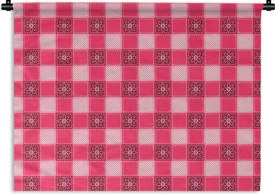 Produktbild von MuchoWow® Wandteppich Wandbehang Rosa - Muster - Blumen 150x112.50 cm Tapisserie Dekoration Wandtuch - Wanddecke - Wandteppiche