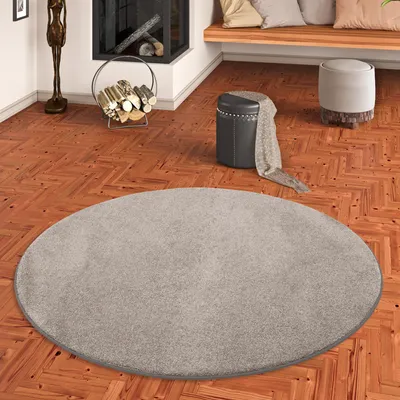 Produktbild von Hochflor Luxus Velours Teppich Touch Taupe Rund, Größe:100 cm Rund