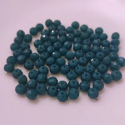 Produktbild von Glasperlen - Typ 'Facettiert' - 100 Stück - 6 mm - Türkis dunkel matt