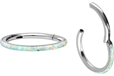 Produktbild von Ohrpiercing, Nasenpiercing, Septum Piercing Titan Segmentring Clicker SYNTHETISCHER OPAL