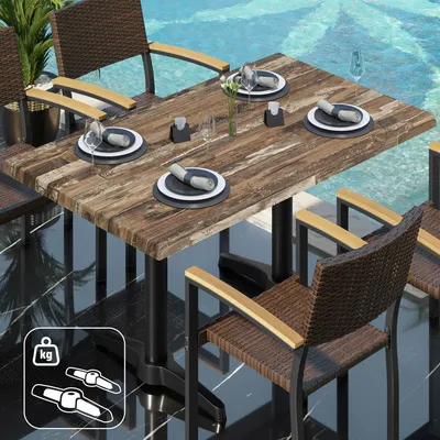 Produktbild von WBC | Bistro Außen Tisch | B: T: H: 120 x 70 x 80,5 cm | Vintage Old / Schwarz | Rechteckig | Zusatzgewicht | Bistrotisch Gastro Tisch