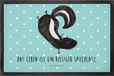 Produktbild von Mr. & Mrs. Panda fußmatte Stinktier Handstand 50 x 75 cm - Türkis Pastell - Geschenk, Schmutzmatte, Raubtier, Stinker, Fußabtreter, Skunk, Schmutzfangmatte, Gummimatte