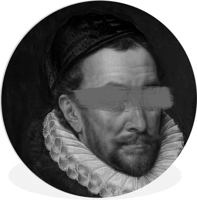 Produktbild von MuchoWow® Rundes Wandbild - Runde Bilder Porträt von Wilhelm I. - Adriaen Thomasz - Schwarz und Weiß Ø 60 cm Kreis Wanddekoration Kunststoff - Wandkreis - Wandschmuck - Wand Kreis - Das Schlafzimmer - Die Bilder - Wandmalerei - Kunst für das Haus - das Plastik