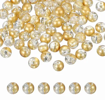 Glasperlen 10 mm, 100 Stück, rund, Gold, für DIY-Schmuck