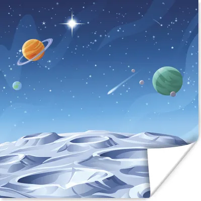 Produktbild von MuchoWow® Poster Eine Illustration des Mondes zwischen den Planeten 75x75 cm - Wand Dekoration