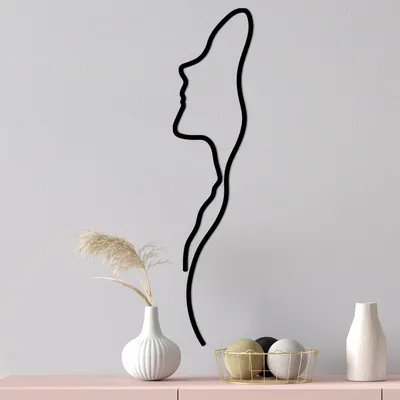 Immagine prodotto di Wallity, Donna- TNL1988, Nero, Altre decorazioni per la casa, 18 x 0,15 x 74 cm, 100% metallo (spessore: 1