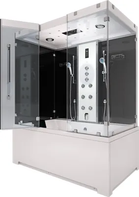 Produktbild von Kombination Badewanne Dusche K80-SW-TH-A-EC-EA Duschtempel 100x180 cm 2K Scheibenversiegelung