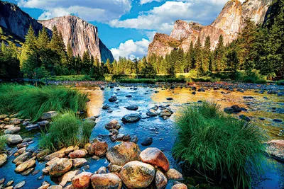 Image de Paysages - Poster - Yosemite - National Park + 2 pcs. plinthes en bois 92 cm noir