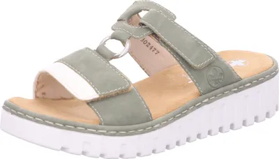 Produktbild von Rieker Pantolette grün aus HighTec Textil mit Klettverschluss, 15mm Absatzhöhe