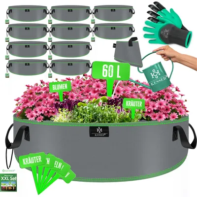 Produktbild von KESSER® Pflanzsack | Pflanzsäcke aus Vlies-Stoff mit Namensschildern | Kartoffel-Pflanztasche mit Fenster & Griffen | Pflanzbeutel für Gemüse Blumen Früchte