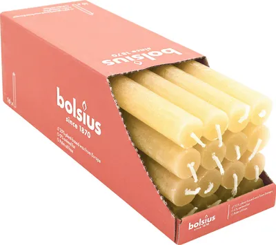 Produktbild von Stabkerzen Rustik, 23/270 mm, Sonniges Gelb, BOLSIUS, Brenndauer ca. 13h, 16 Stück pro Verpackung