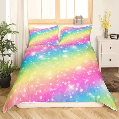 Produktbild von Bettwäsche Set 2-teilig Regenbogen Mädchen Kinder 135x200 cm Mikrofaser mit Reißverschluss