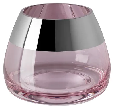 Immagine prodotto di Portacandele BELLA - H.8,5cm x P.11cm - vetro - colore rosa/argento