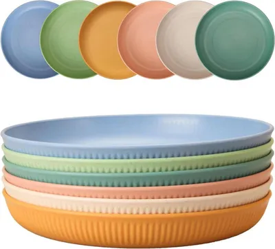 Zdjęcie produktu dla zestaw 6 nietłukących się plastikowych talerzy 22,5 cm Piknik Kemping Można myć w zmywarce