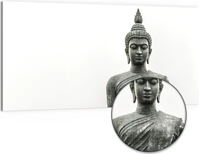 Produktbild von DEQORI Hybrid Leinwand Bild 100x50 cm 'Göttliche Stille' Wandbild Glas flach modern