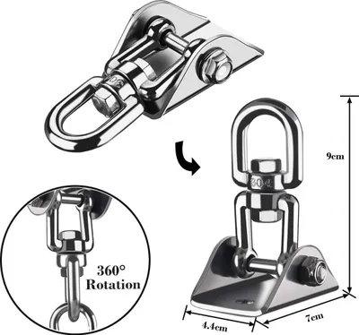 Produktbild von Drehbare Deckenhaken - 450 kg Tragfähigkeit - für Hängesessel - hochwertiger Edelstahl