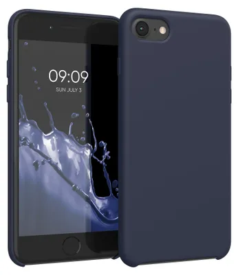 Produktbild von kwmobile Handyhülle für Apple iPhone SE (2022 / 2020) / iPhone 8 / 7 Hülle - Case Silikon - Kabelloses Laden - Schutzhülle Cover in Dunkelblau matt