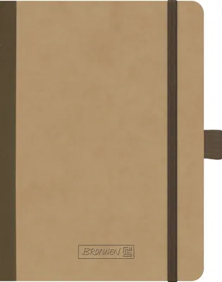 Produktbild von Brunnen Notizbuch Premium Kladde A6 kariert Gummizug braun