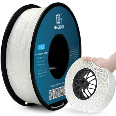 Immagine prodotto di Filamento TPU GEEETECH da 1,75 mm +/- 0,02 mm per stampanti 3D, 1 kg, bobina singola, colore bianco