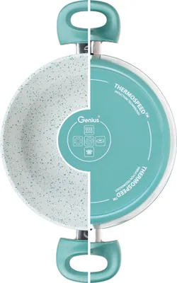 Productafbeelding van Genius Cerafit Revolution kookpan, 26 cm, 2-delig, keramische antiaanbaklaag, soep- en vleespan met glazen deksel, vrij van PFAS, Thermo Speed