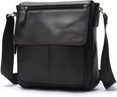 Image de CarryQuest® - Sac bandoulière pour homme, en cuir véritable, 22 x 6 x 28 cm, couleur noire