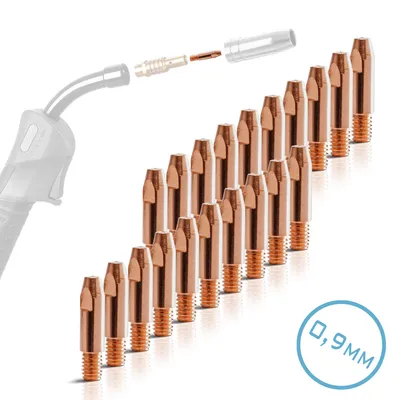 Produktbild von STAHLWERK Stromdüsen AK25 MB25 Kontaktdüsen M6x28 0,9 mm MIG MAG Verschleißteile