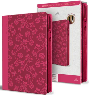 Produktbild von Biblia Rvr 1960 Letra Gigante, Tamaño Manual, Símil Piel Rosada, Cremallera, Índice / Spanish Bible Rvr 1960 Giant Print, Handy Size, Pink Leathersoft