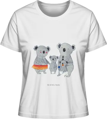 Produktbild von Mr. & Mrs. Panda Damen T-Shirt Koala Familie Größe M - Weiß - Geschenk, Sommershirt, Kinder, Basic Shirt, Oberteil, Baumwoll, Koalas, Muttertag, Family