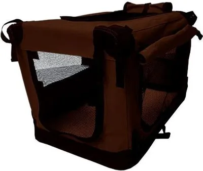 Produktbild von Reisebox Premium Braun XXL (102 cm) – Nylon-Softbank – faltbar – leichte Hundebox – Autobox Transportbox