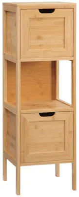 Image de Armoire de salle de bain en bambou avec tiroirs | Couleur : bois naturel | Dimensions : 30 x 30 x 90 cm