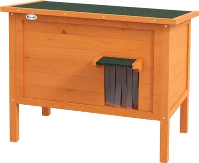 Produktbild von Katzenhaus Outdoor-Katzenhaus Katzenhütte, wetterbeständig, 1 Fenster, 1 Eingang, 85 x 50 x 68,5 cm, Orange+Grün