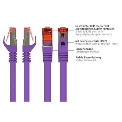 Produktbild von Good Connections Cat.6 Patchkabel S/FTP violett 1m