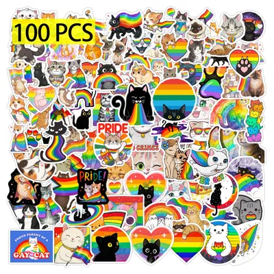 Productafbeelding van Set van 100 kleurrijke kattenstickers voor creatieve decoratie