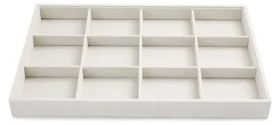 Zdjęcie produktu dla Pudełko na biżuterię - 12 przegródek - Aksamit - 35 x 24 x 3,3 cm - Beżowy