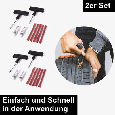 Produktbild von Autoreifen Reparatur Set PKW Anhänger Flickzeug Reifenreparatur Notfall 9 tlg.