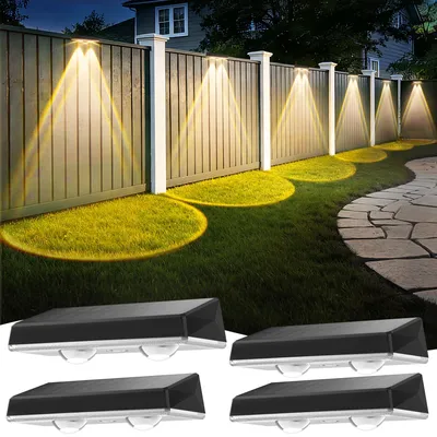 Solar-Wandlampen IP67, 4 Stück, warmweiß, 3 Modi, kabellos
