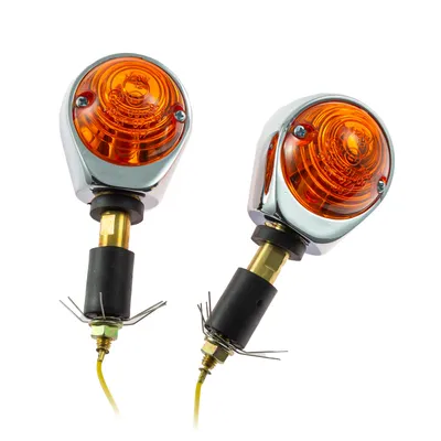 Immagine prodotto di Terminali manubrio moto universali - Indicatori di direzione occhio di bue cromato giallo/arancio 7/8" + 1" colorato  E