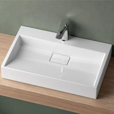 Produktbild von Mai & Mai Waschbecken Aufsatzwaschbecken Hänge-Waschtisch Rechteckig 1 Armaturenloch Breite: 60cm inkl. Ablaufgarnitur Col19