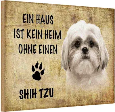 Produktbild von vianmo Holzschild 12x18 cm Shih Tzu Hund Tier Haustier