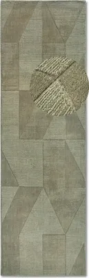 Zdjęcie produktu dla Chodnik wełniany do korytarza 80x250cm, zielony nowoczesny wzór 3D