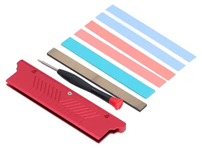 Image de Dissipateur thermique pour mémoire RAM en alliage d'aluminium, double face, modules larges et étroits, compatible DDR1, DDR2, DDR3, DDR4 et ECC, rouge