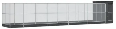Zdjęcie produktu dla vidaXL Woliera z nadstawką srebrna 1037x203x216 cm stalowa