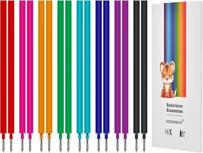 Productafbeelding van Uitwisbare navulminevullingen - Set van 16 - Compatibel - Meerdere kleuren - Punt 0,7 mm - Hoogte 13 cm