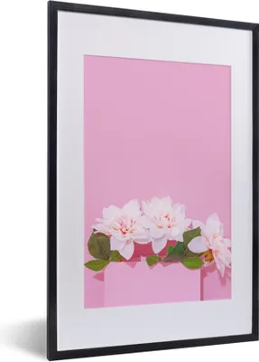Produktbild von MuchoWow® Gerahmtes Poster Blüte - Sommer - Rosa 40x60 cm - Poster mit Schwarzem Bilderrahmen Wandposter Rahmen Foto Bilder - Poster in Rahmen