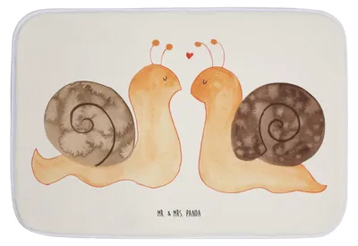 Produktbild von Mr. & Mrs. Panda Badvorleger Schnecken Liebe - Weiß - Geschenk, Freundin, glücklich, Duschvorleger, Verliebt, Pärchen, Paar, Badteppich, Zufrieden, Badezimmerteppich