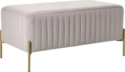 Produktbild von BELIANI Bank Taupe Samt mit Goldenen Metallbeinen 97 x 47 cm Rechteckig Glamouröser Stil Sitzbank Bettbank Wohnzimmer Schlafzimmer Flur