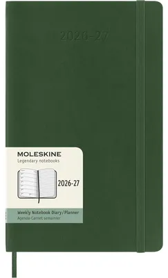 Produktbild von Moleskine 18 Monate Wochen Notizkalender 2026/2027, L/A5, 1 Wo = 1 Seite, rechts linierte Seite, weicher Einband, Myrtengrün